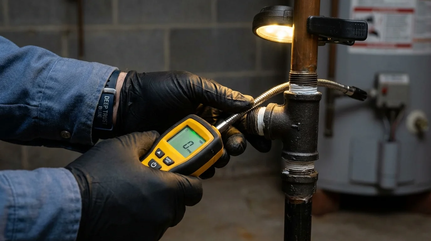 Gas leak detection with electronic sniffer by Johns Plumbing LLC in High Ridge