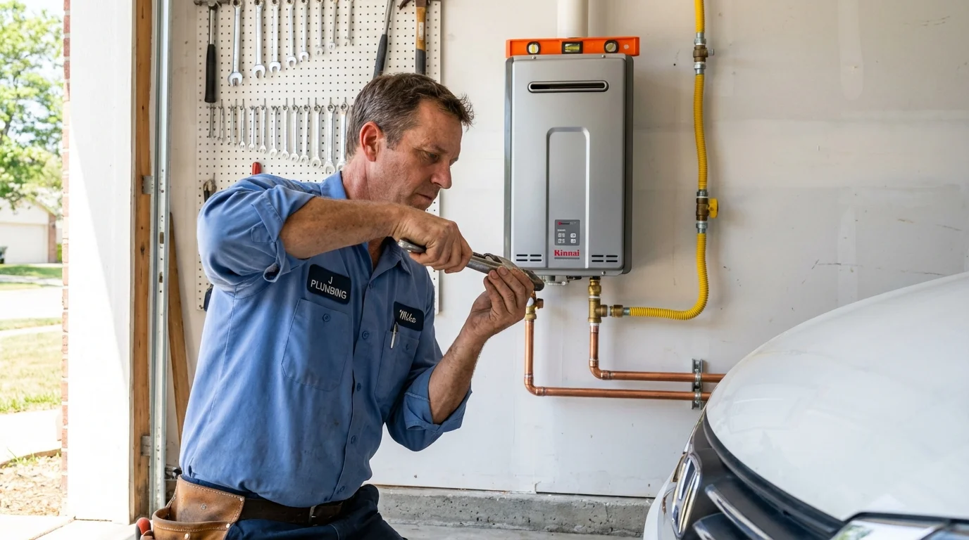 Tankless water heater installation by a Johns Plumbing LLC plumber in High Ridge